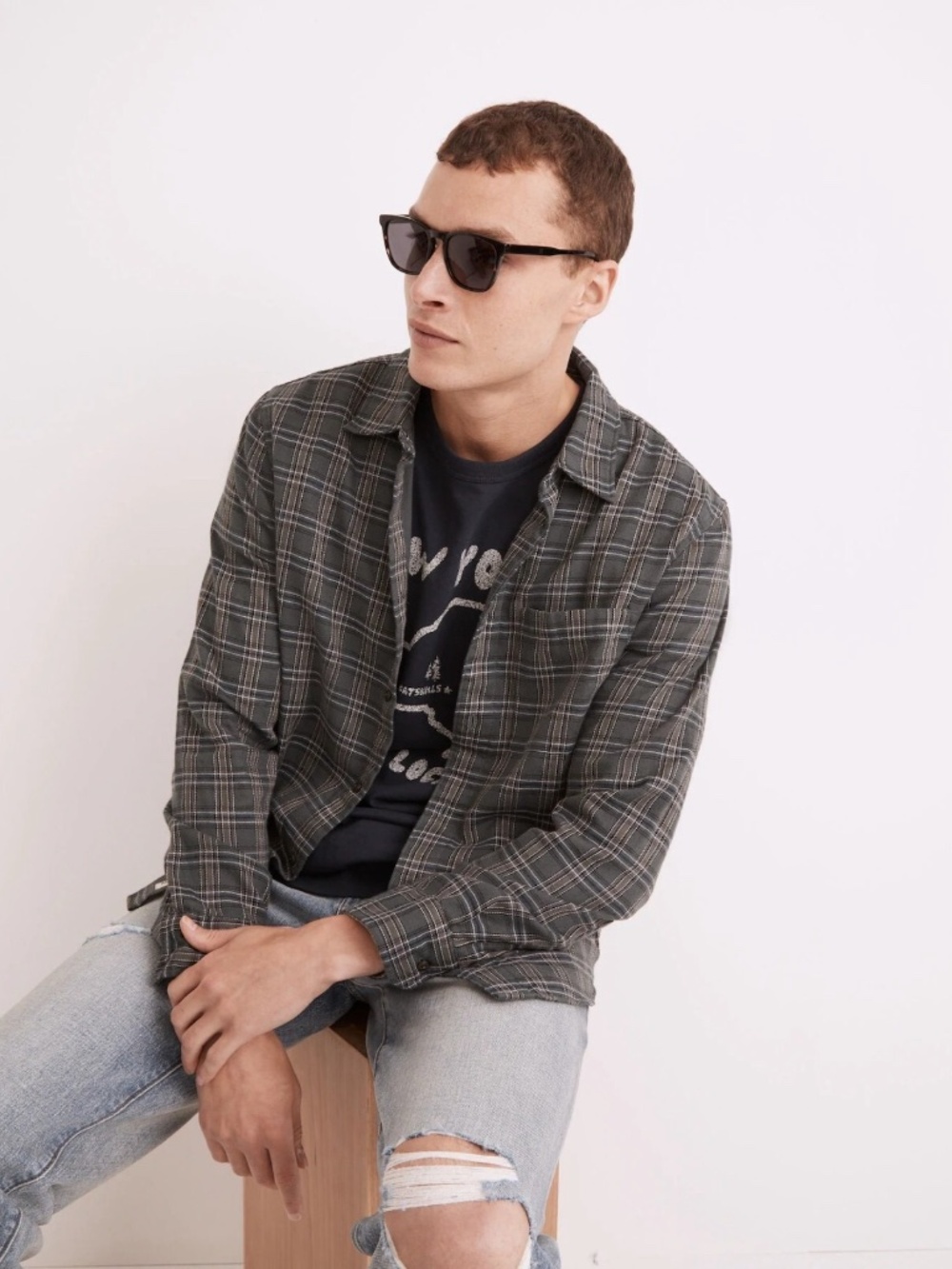 Madewell Perfect Fit Plaid Flannel Button Down (L)